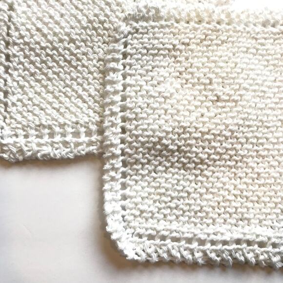 Knit Washcloths Dishcloths Handmade set of (3) NEW - WHITE - Picture 2 of 2
